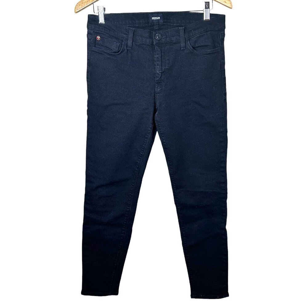 HUDSON Krista Super Skinny Crop Black Denim Jeans - Size 30